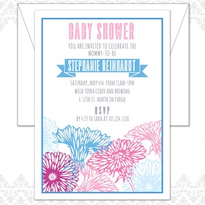 Flower Baby Shower Invite, Spring Baby Shower Invite, Floral Shower Invite, Garden Shower, Modern Flowers, Geraniums, Oh Baby Shower invite image 4