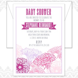 Flower Baby Shower Invite, Spring Baby Shower Invite, Floral Shower Invite, Garden Shower, Modern Flowers, Geraniums, Oh Baby Shower invite image 5