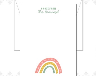 Boho rainbow stationery set of 15 with envelopes, Rainbow stationery, boho, Rainbow notecards, a note from stationery, doodles, teacher