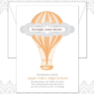 Hot Air Balloon Graduation Announcement, Vintage Graduation Invite, Hot air balloon Invite, Vintage invite, High School Graduation party