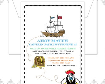 Pirate Birthday Invitation, Pirate Party, Pirate Birthday, Treasure of Gold, Pirate Ship Party, Treasure Map Invite