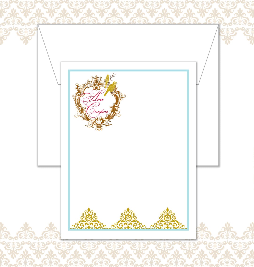 Personalized Vintage Stationery Set of 10 Etsy Israel