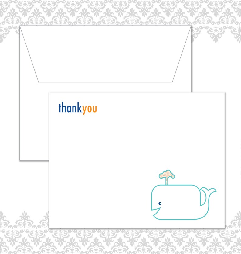 Whale Birthday Stationery of 10 with envelopes image 1