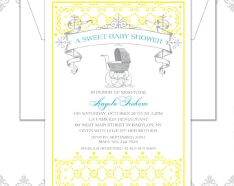 Vintage Carriage Baby Announcement, Baby Carriage Announcement, Vintage Baby Carriage Invite, Vintage Baby Shower, Vintage Show
