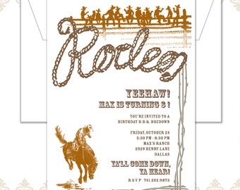 Rodeo Birthday Party Invitation, Cowboy Party Invite, Cowboys Birthday, Rodeo Invite, Western Rodeo Invite, Rodeo theme, Bucking Cowboy