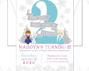 Frozen Birthday Invitation, Winter Invitation, Elsa and Anna Invite, Olaf Birthday, Frozen theme Invite, Elsa Birthday, Snowflakes, snow