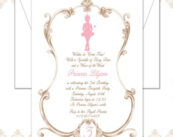 Uitnodiging prinses, vintage prinses nodigen uit, vintage prinsessenfeest, prinsessenfeest, Tutu Prinses, Prinses & Toverstok nodigen