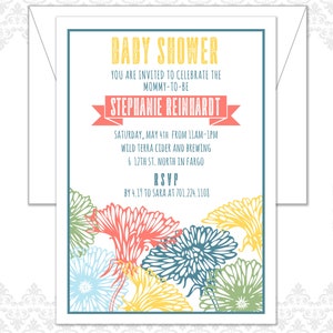 Flower Baby Shower Invite, Spring Baby Shower Invite, Floral Shower Invite, Garden Shower, Modern Flowers, Geraniums, Oh Baby Shower invite image 2