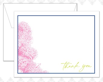 Hydrangea stationery set of 20 with envelopes, floral stationery, hydrangeas, floral sketch, custom note cards, garden stationery,