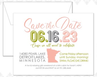 Minnesota State Save the Date (available in all U.S. states), Custom, MN lakes, lake cabin save the date, midwest, MN, Minnesota cabin,
