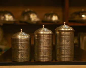 Handmade Copper Spice Container Set: Modern Kitchen Decor Gift