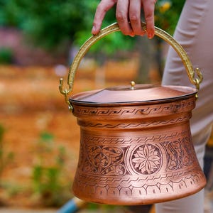 Handmade Copper Bakrac: Traditional Turkish Cookware, Farmhouse Kitchen Decor