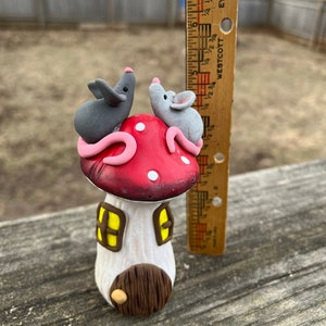 Fairy Garden Mouse Mushroom House Hand Sculpted Polymer Clay Tiered ...