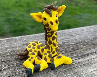 Giraffe Polymer Clay Hand Sculpted Tiered Tray Decor, Collector, Gift for Her/Him Fake Bake Topper, Gift for Animal Lover, Baby Room Decor