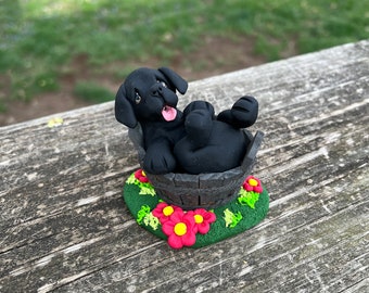 Labrador in Bathtub Hand Sculpted Polymer Clay, Tiered Tray Decor, Gift for Pet Parents, Animal Lovers, Labrador Decoration, Dog Mom Dad