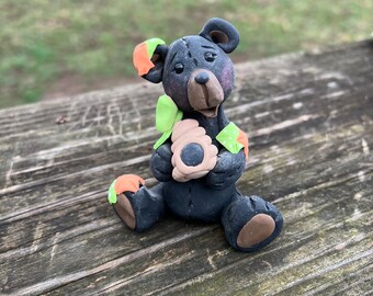 Black Bear Polymer Clay Hand Sculpted Tiered Tray Decor, Gifts for Animal Bear Collectors, Bear Lovers, Wildlife