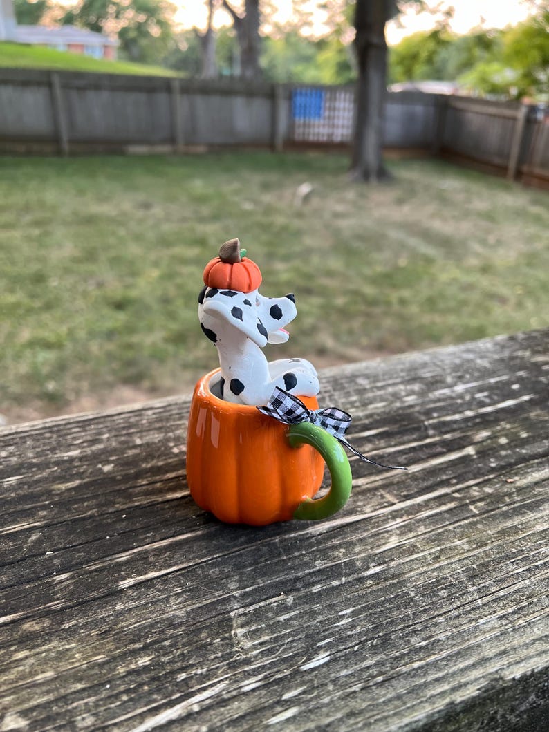 Hand Sculpted Polymer Clay Dalmatian Fall Pumpkin Tiered Tray Decor Etsy