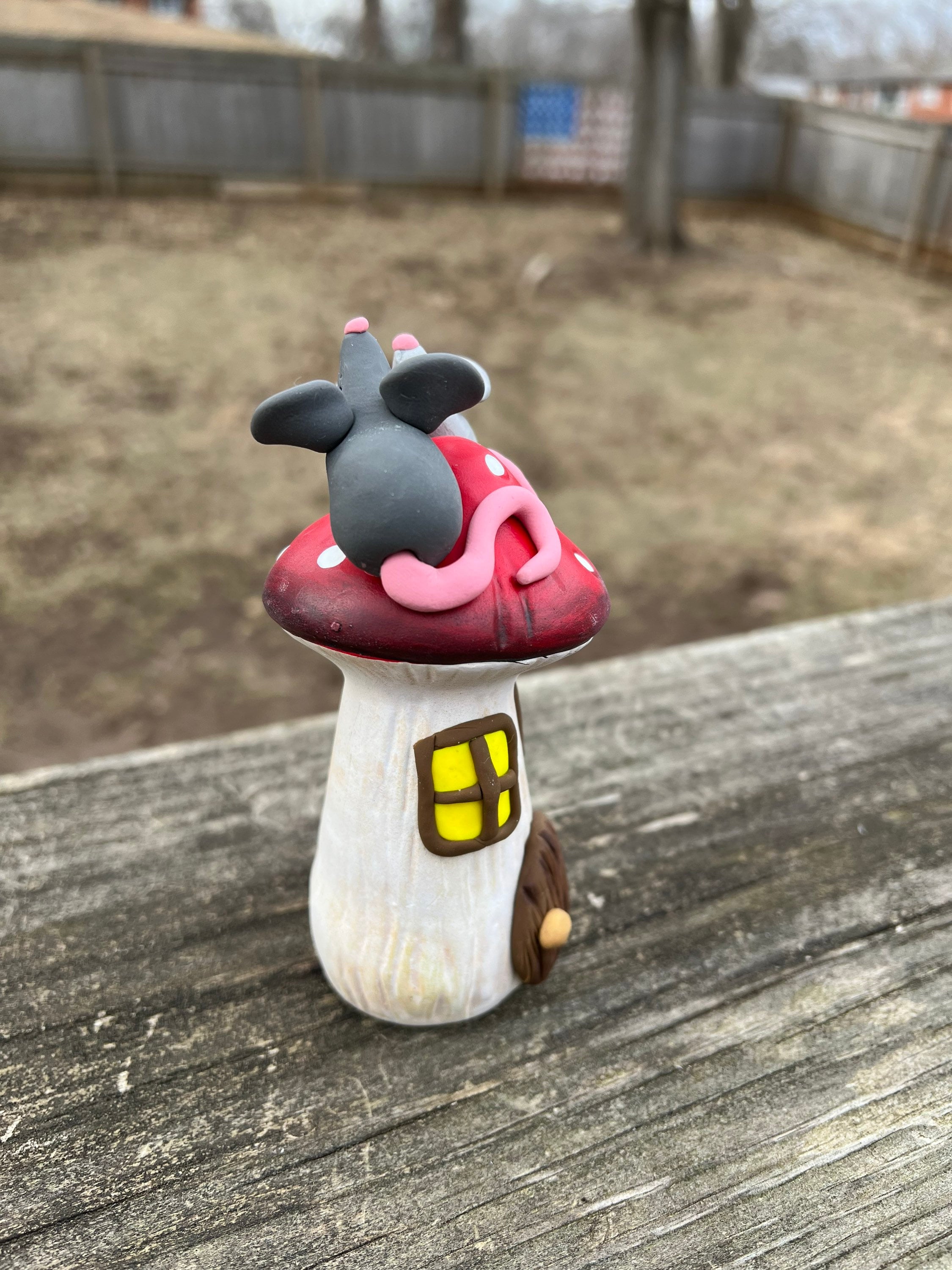 Fairy Garden Mouse Mushroom House Hand Sculpted Polymer Clay Tiered ...