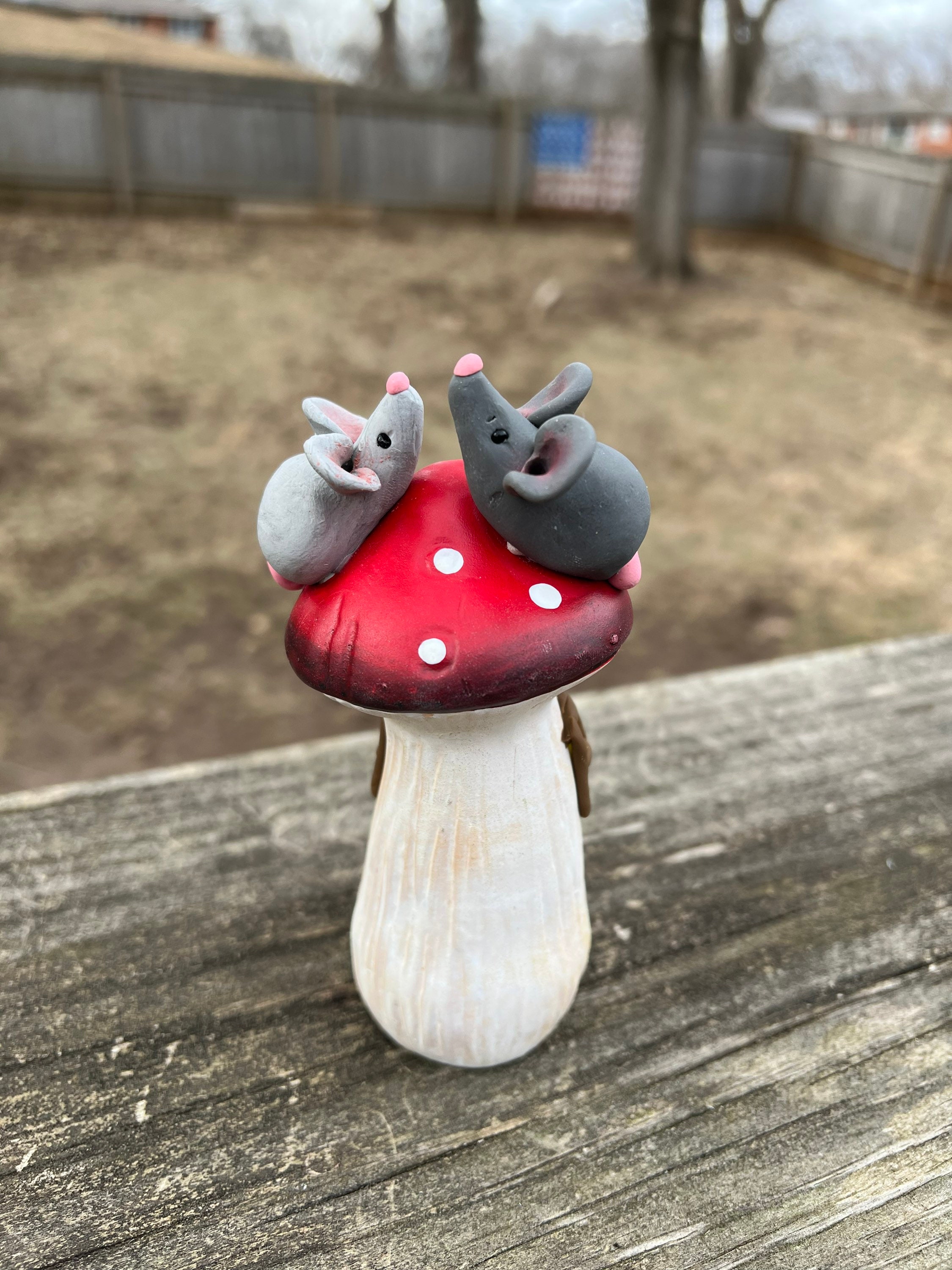 Fairy Garden Mouse Mushroom House Hand Sculpted Polymer Clay Tiered ...