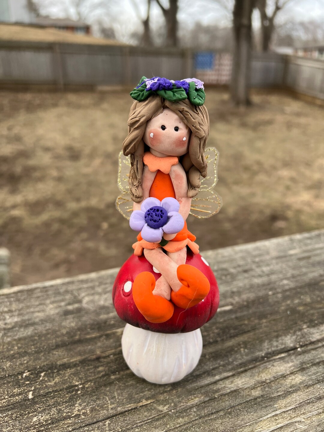 Spring Fairy Gnome Garden Mushroom Hand Sculpted Polymer Clay Tiered ...