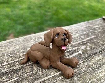 Chocolate Labrador Hand sculpted polymer clay, Pet tiered tray decoration, Gift for Pet Mom/Dad, Pet Parents, Labrador Mom Dad, Pet Rescue