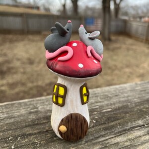 Fairy Garden Mouse Mushroom House Hand Sculpted Polymer Clay Tiered ...