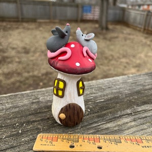 Fairy Garden Mouse Mushroom House Hand Sculpted Polymer Clay Tiered ...