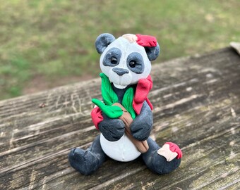 Panda Bear Polymer Clay Hand Sculpted Tiered Tray Decor, Gifts for Animal Bear Collectors, Bear Lovers, Wildlife