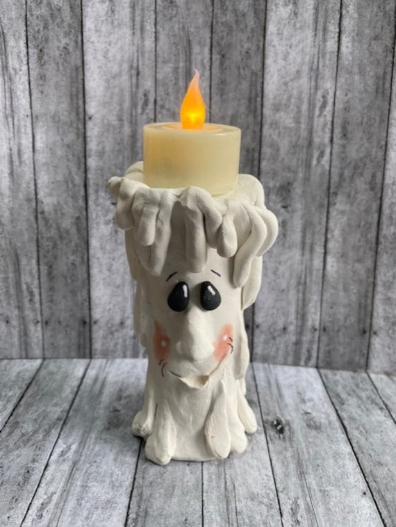 Hand Sculpted Polymer Clay Candlestick 
