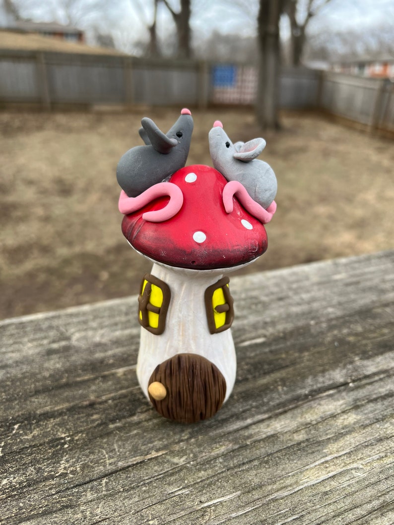 Fairy Garden Mouse Mushroom House Hand Sculpted Polymer Clay Tiered ...