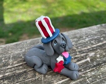 Weimaraner Patriotic Polymer Clay Hand Sculpted Tiered Tray Decor, Gifts for Pet Parents, Dog Lovers, Weimaraner Mom Dad, Pet Rescue