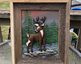 Hand Sculpted Polymer Clay Deer Picture
