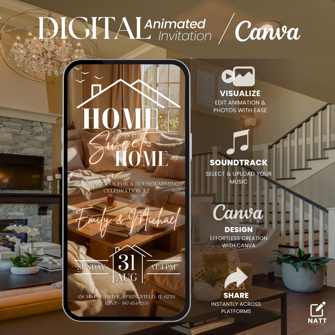 Digital Housewarming Invitation Editable New Home Party Invite Custom ...