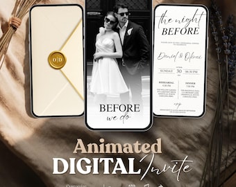 Digital Rehearsal Dinner Invitation Template, The Night Before Wedding E-vite, Editable Canva Template, Digital Text Dinner Invite