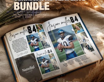 High School Football Yearbook Ad Template, Editable Senior Graduation Tribute, Full Half Quarter Page Layouts, Editable in Canva