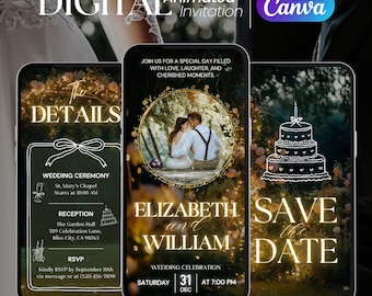 Animated Wedding Invitation Template: Editable Digital Save the Date