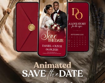Animated Envelope Save the Date Video Template, Elegant Calendar Wedding Invitation, Editable Canva, Digital Download