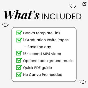What’s included in the graduation Canva template set checklist.