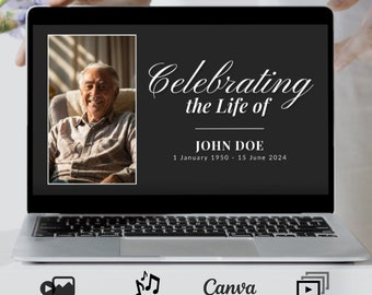 Funeral Slideshow Canva Video, Animated Template, Celebration of Life, Memorial Video, Funeral Video Template, Canva Slideshow Template