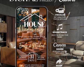 Invito digitale per inaugurazione della casa, invito modificabile per la nuova casa, invito personalizzato per la festa di inaugurazione della casa, invito via email per la nuova casa, download immediato