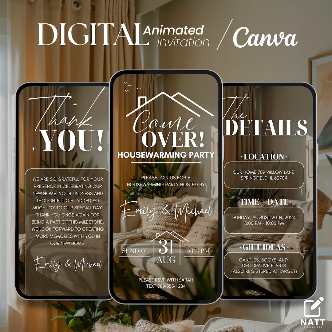 Animated Housewarming Invitation: Editable New Home Party E-card ...