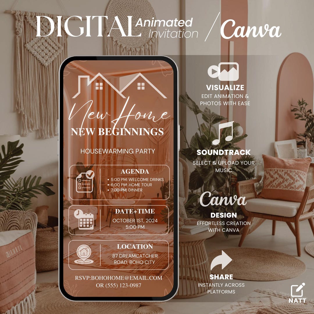 Digital Housewarming Party Invitation, Editable New Home Video Invite ...
