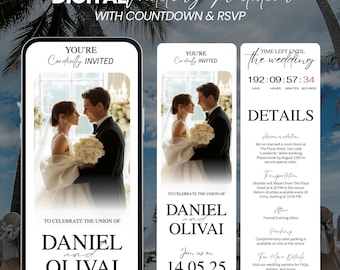 Animated Wedding Invitation Website: Editable Canva Template (Digital Download, RSVP, Map & Countdown)