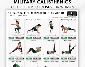 Military Calisthenics Workout Plan For Woman,Full Body Bodyweight Training Chart, Military Training Workout, Bootcamp Style Home Workout