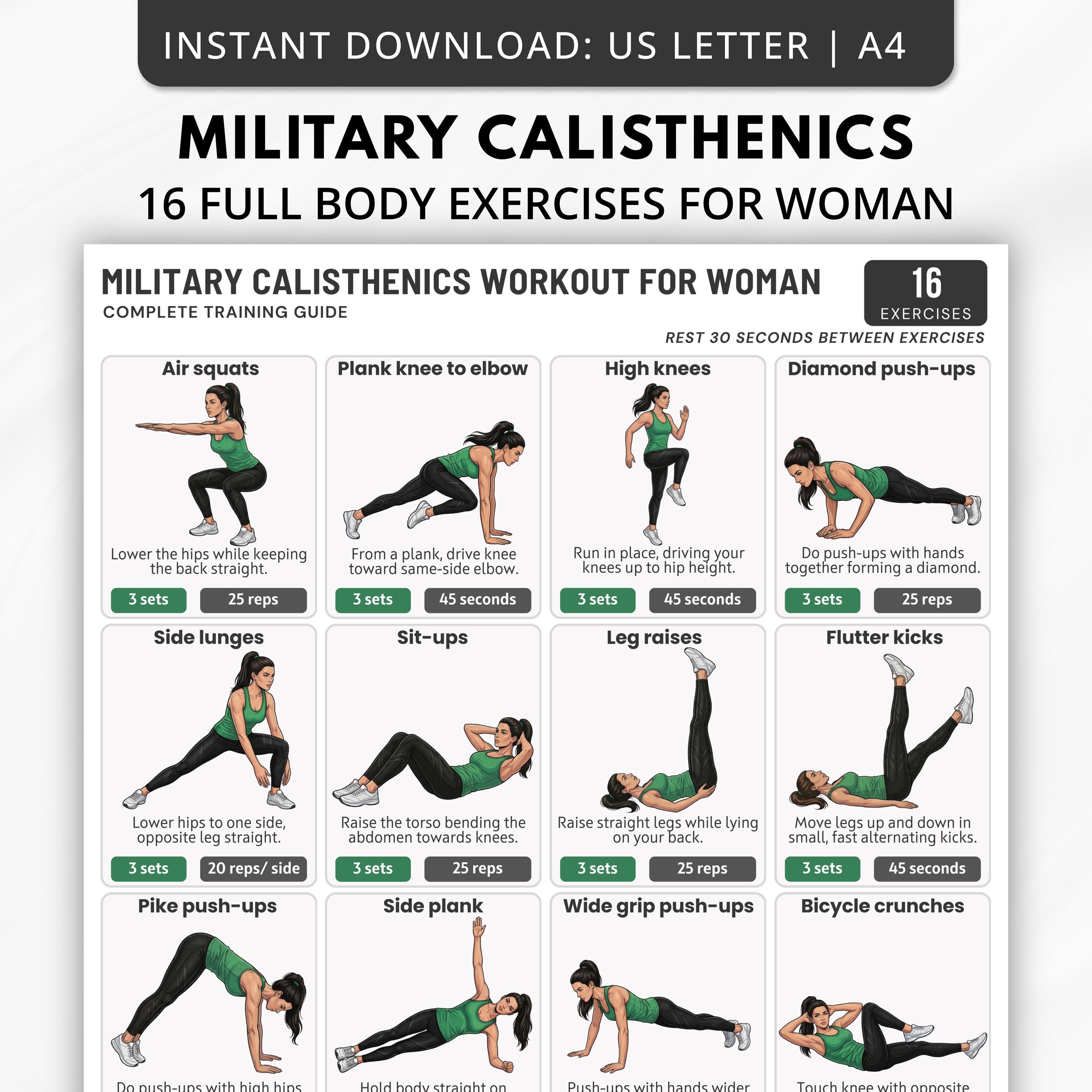 Military Calisthenics Workout Plan for Woman,full Body Bodyweight ...