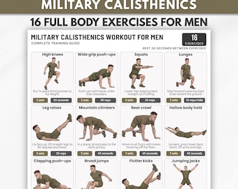Plan de entrenamiento de calistenia militar para hombres, entrenamiento de cuerpo completo, ejercicios de fuerza con peso corporal, entrenamiento de calistenia, PDF