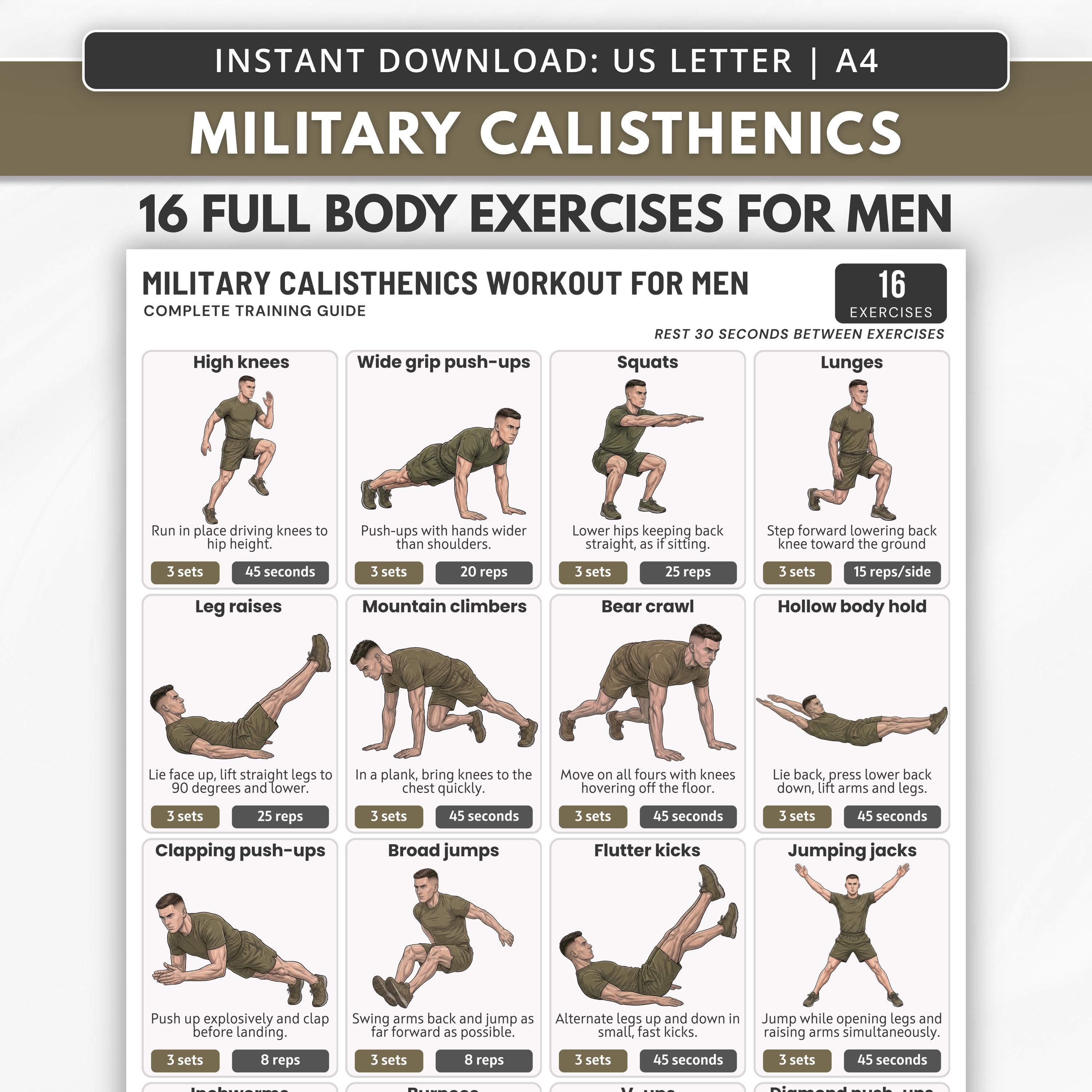 Military Calisthenics Workout Plan For Men Full Body Workout 