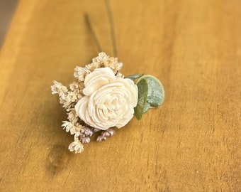 Mixed Real and Faux Floral Pin