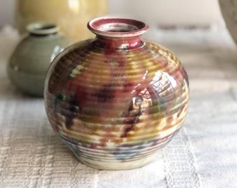 Vintage Canadian Studio Ceramic Small vase by Joseph Panacci, vintage Joseph Panacci pottery bulbous vase,