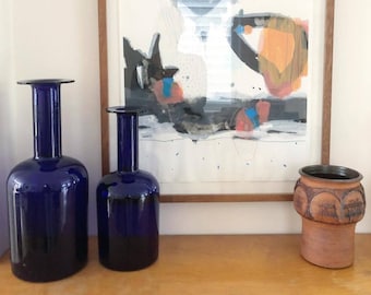 Vintage Holmegaard Blue Glass Gulvase, Otto Brauer Danish Design